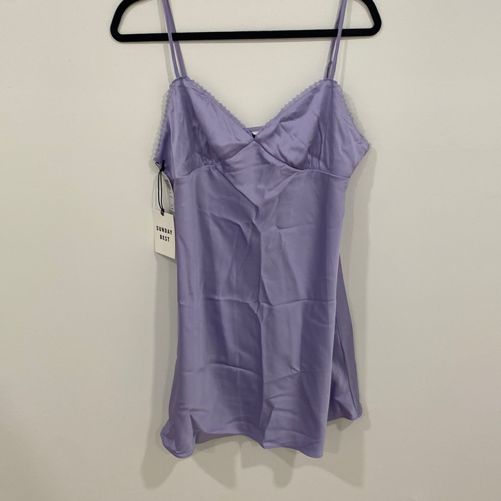 Aritzia Sunday Best Rae purple satin mini dress
